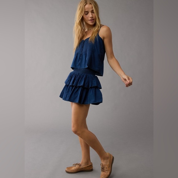 American Eagle AE High-Waisted Tiered Mini Skort - Picture 1 of 6